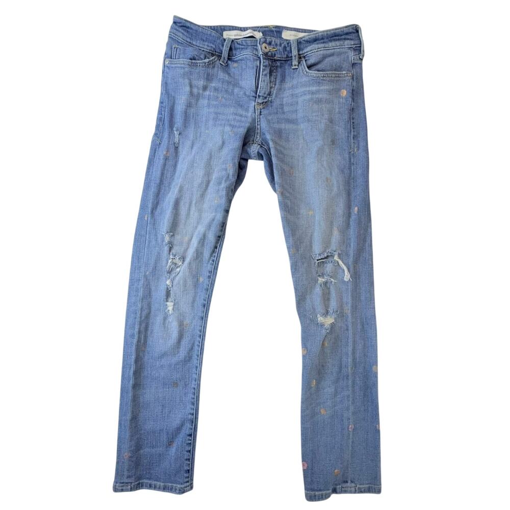 Pilcro and The Letterpress Womens 26 Hyphen Slim Blue Jeans Metallic Spots